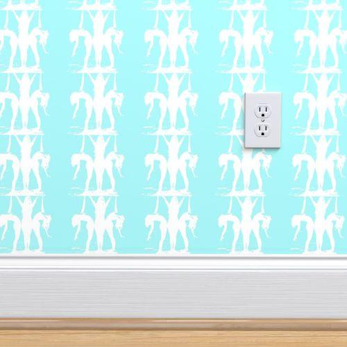 Swim Time Aqua Blue Traditional Wallpaper