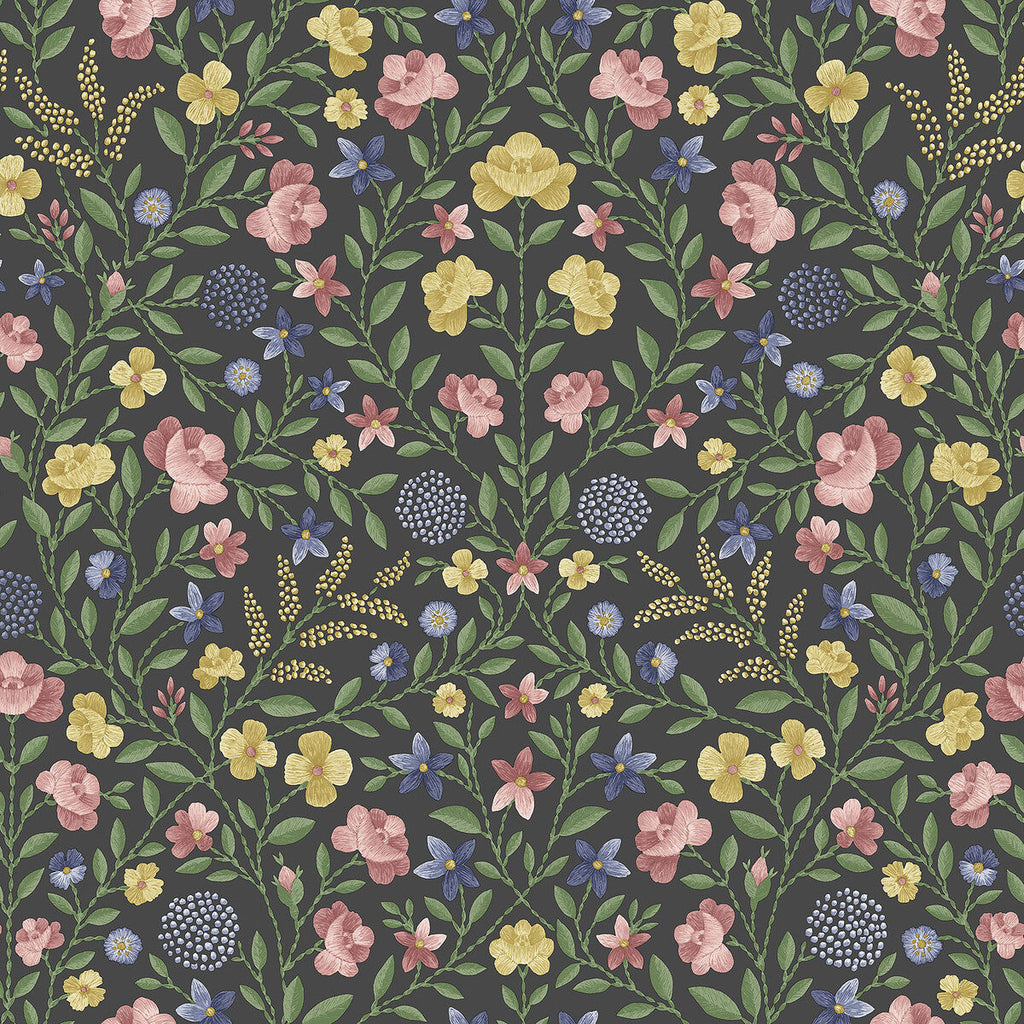 Court Embroidery - Yellow Multi By Cole & Son | Cole & Son Historic Royal Palaces-Great Masters |Botanical & Floral  Wallcovering
