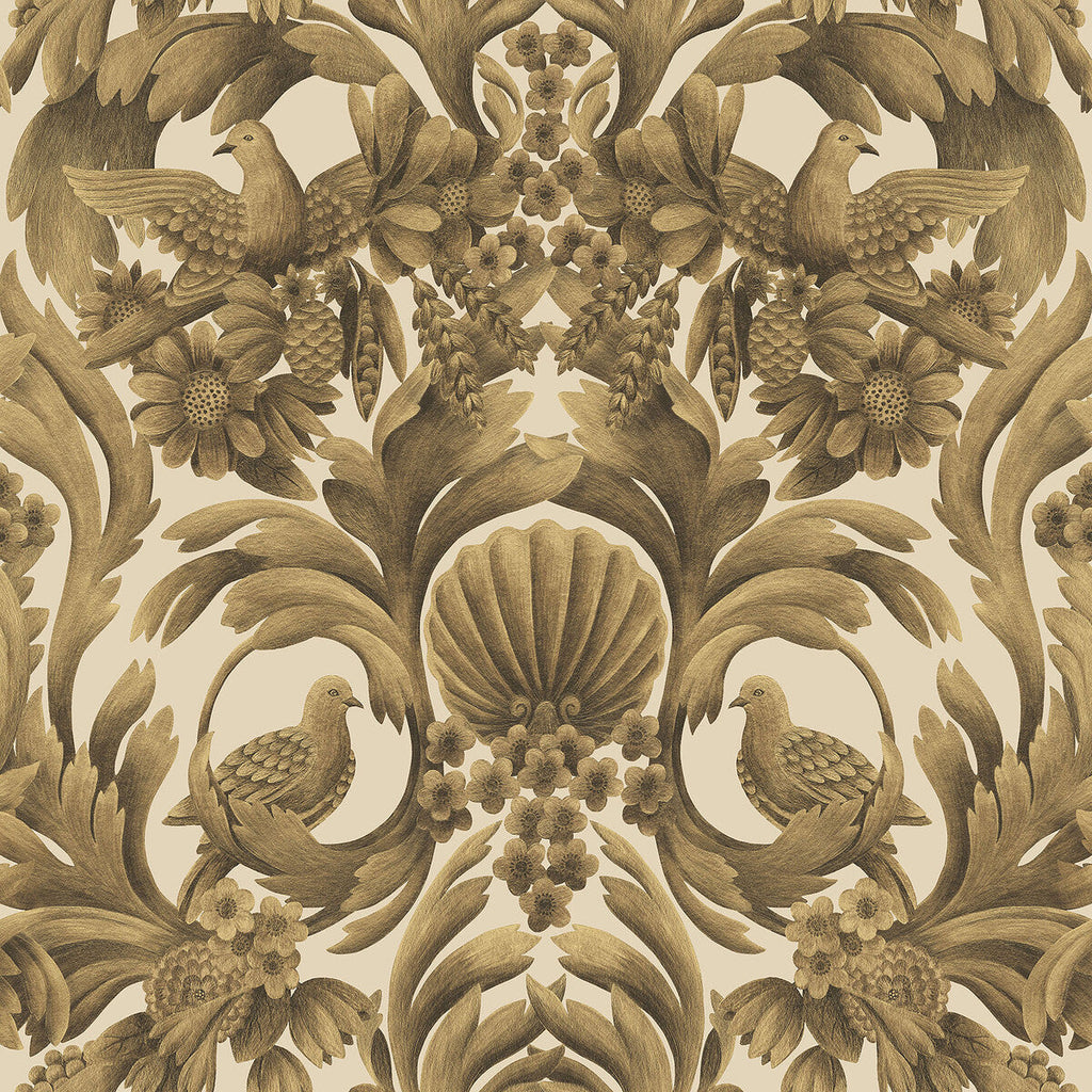 Gibbons Carving - Mgld/Sand Gold By Cole & Son | Cole & Son Historic Royal Palaces-Great Masters | Damask Wallcovering