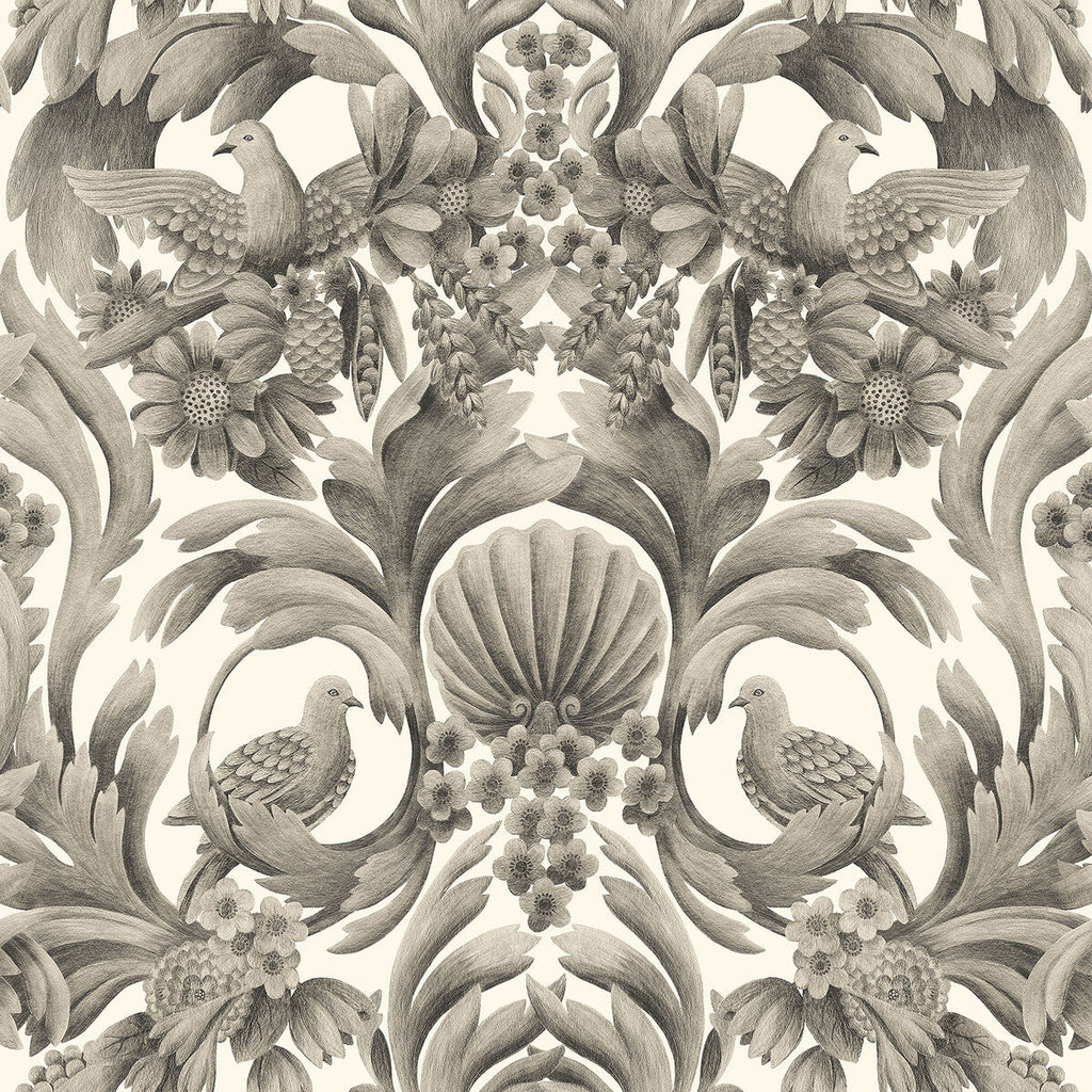 Gibbons Carving - Soot/Ston Taupe By Cole & Son | Cole & Son Historic Royal Palaces-Great Masters | Damask Wallcovering
