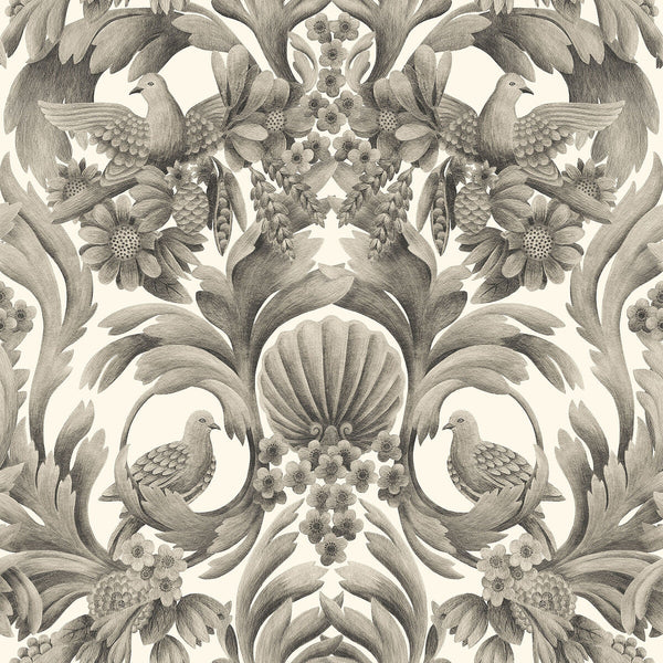 Gibbons Carving - Soot/Ston Taupe By Cole & Son | Cole & Son Historic Royal Palaces-Great Masters | Damask Wallcovering