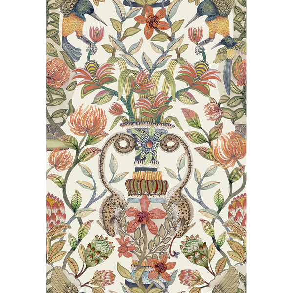 Protea Garden - Ogrn&Tngrn/Wht Multi By Cole & Son | Cole & Son Ardmore-Jabula |Animal/Insects Botanical & Floral Wallcovering Print