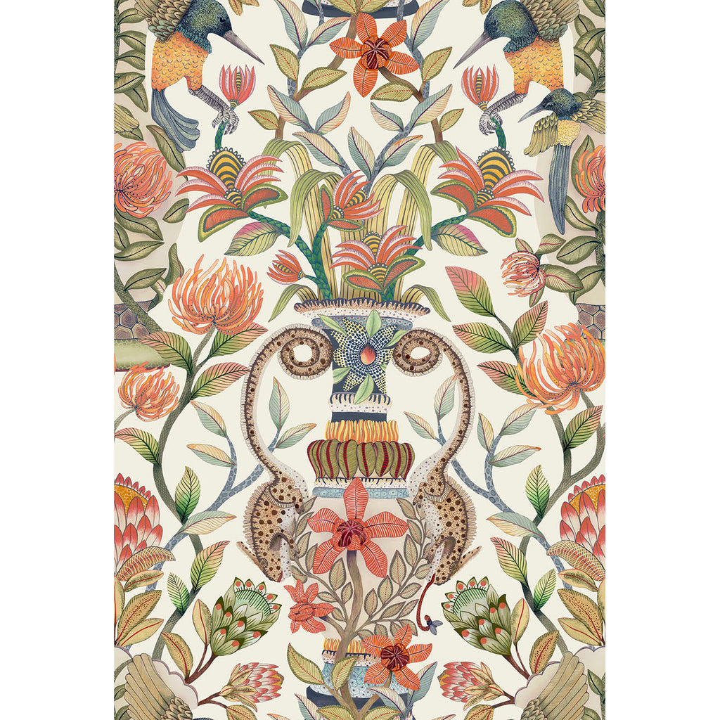 Protea Garden Silk Olvgrn&Tngrn/Wht | Cole & Son