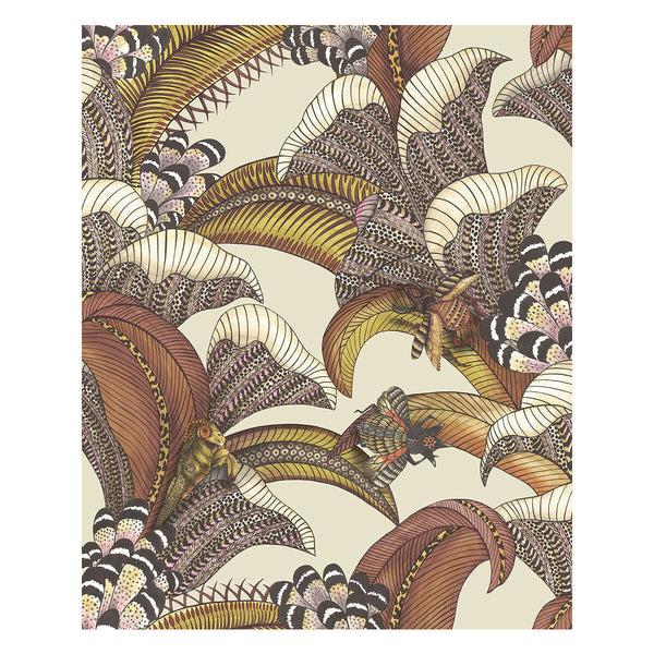 Hoopoe Leaves - Crimson Multi By Cole & Son | Cole & Son Ardmore-Jabula |Animal/Insects Botanical & Floral Wallcovering Print