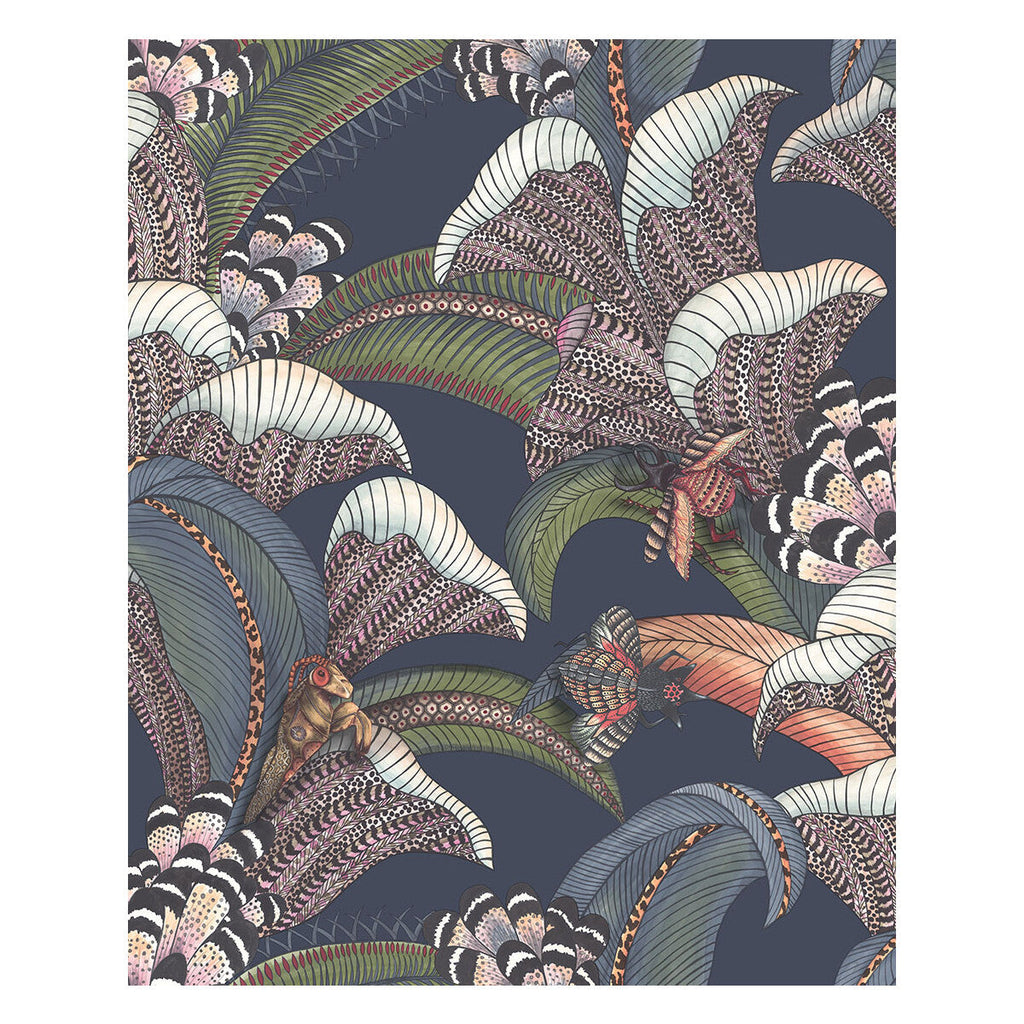 Hoopoe Leaves - Midnight Multi By Cole & Son | Cole & Son Ardmore-Jabula |Animal/Insects Botanical & Floral Wallcovering Print
