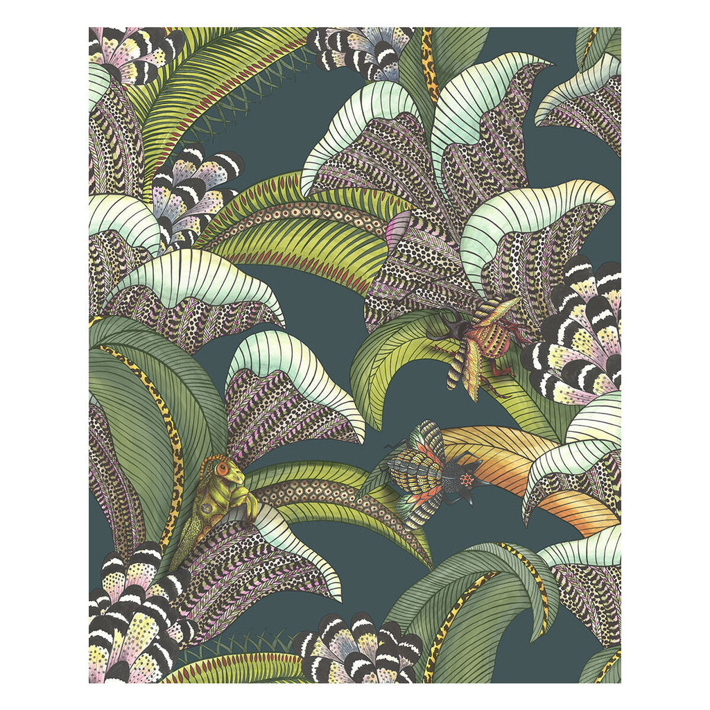Hoopoe Leaves - Viridian Multi By Cole & Son | Cole & Son Ardmore-Jabula |Animal/Insects Botanical & Floral Wallcovering Print