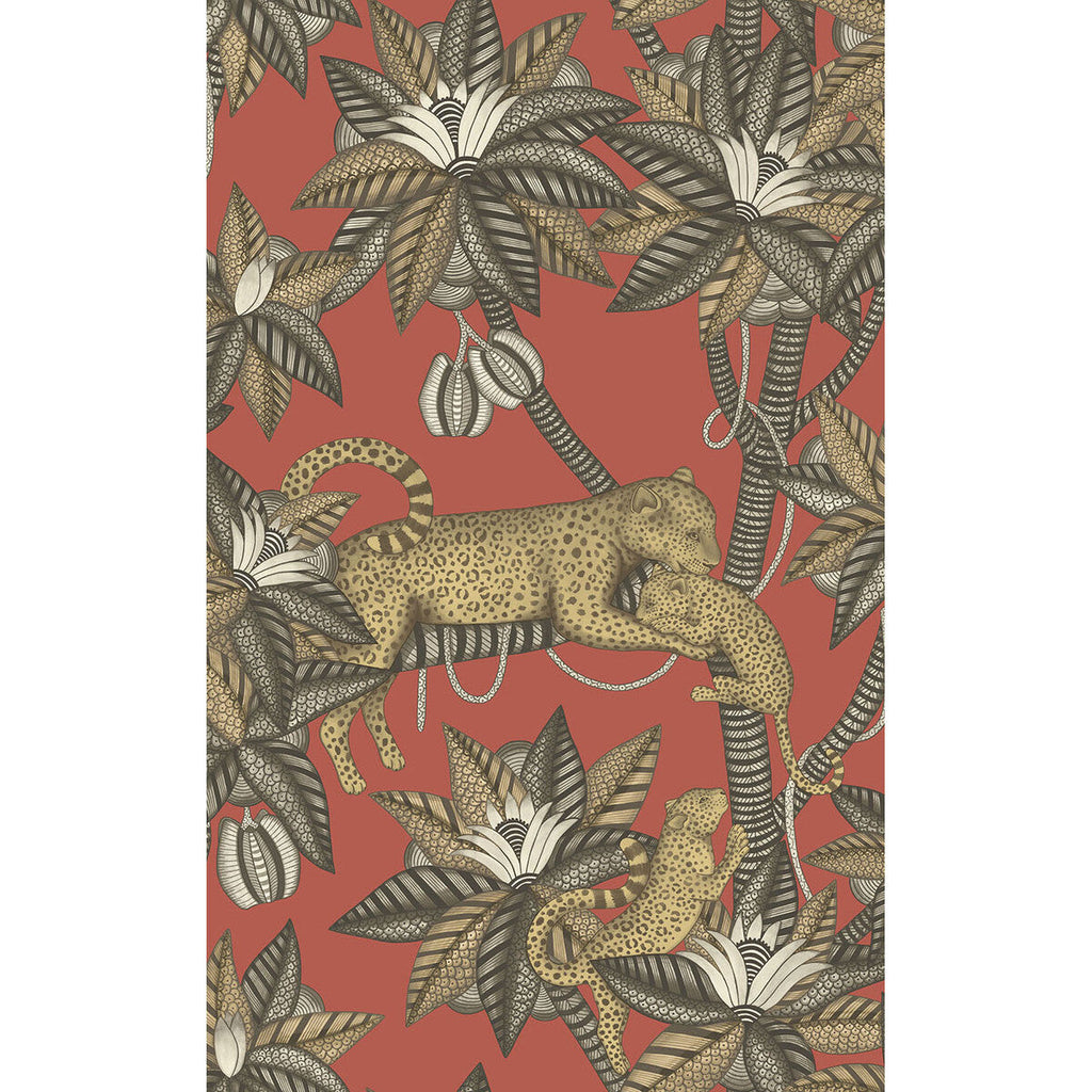 Satara - Soot&Metgld/Rouge Red By Cole & Son | Cole & Son Ardmore-Jabula |Animal/Insects Botanical & Floral Wallcovering Print