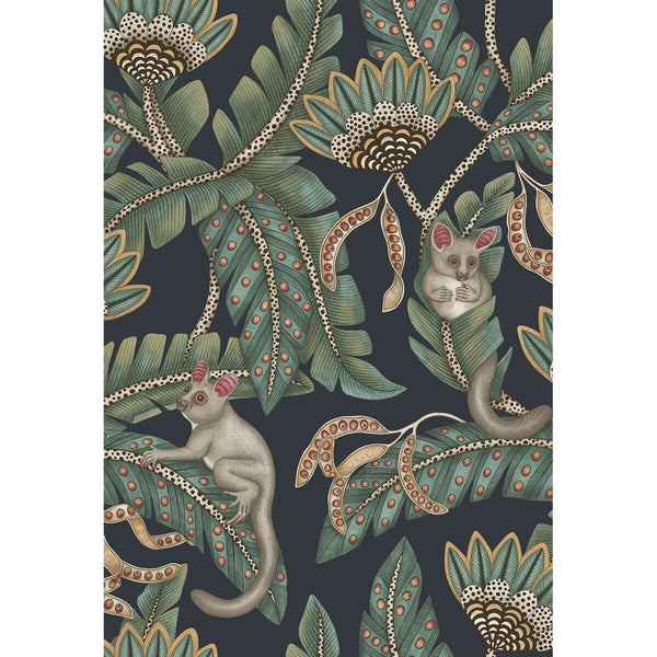 Bush Baby - Teal&Ochre/Ink Teal By Cole & Son | Cole & Son Ardmore-Jabula |Animal/Insects Botanical & Floral Wallcovering Print