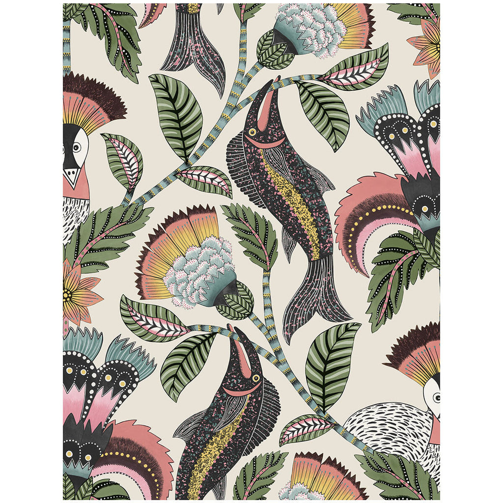 Nene - Coral Parchment Multi By Cole & Son | Cole & Son Ardmore-Jabula |Animal/Insects Botanical & Floral Wallcovering Print