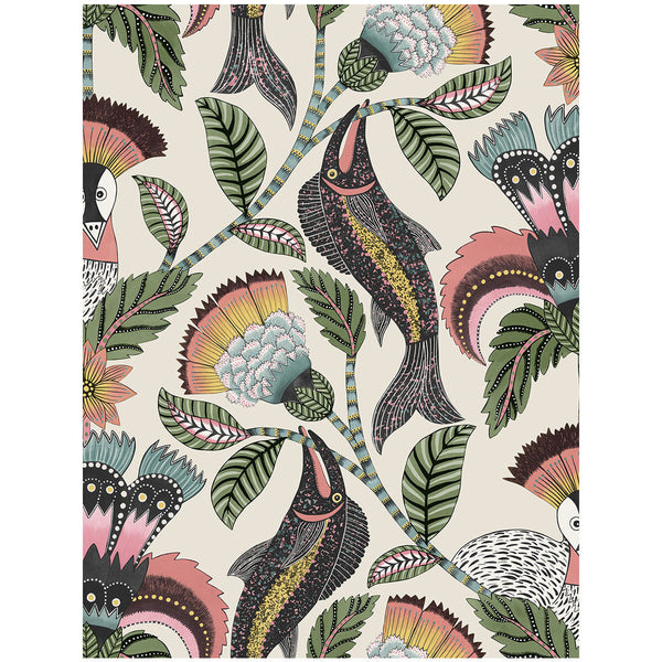 Nene - Coral Parchment Multi By Cole & Son | Cole & Son Ardmore-Jabula |Animal/Insects Botanical & Floral Wallcovering Print