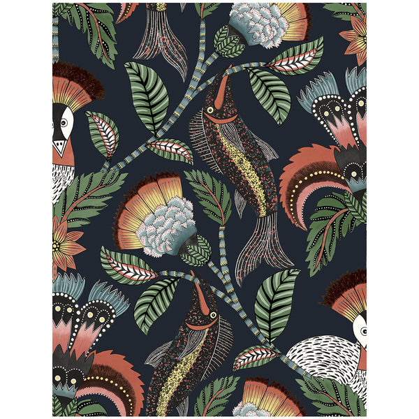 Nene - Tangerine Ink Multi By Cole & Son | Cole & Son Ardmore-Jabula |Animal/Insects Botanical & Floral Wallcovering Print