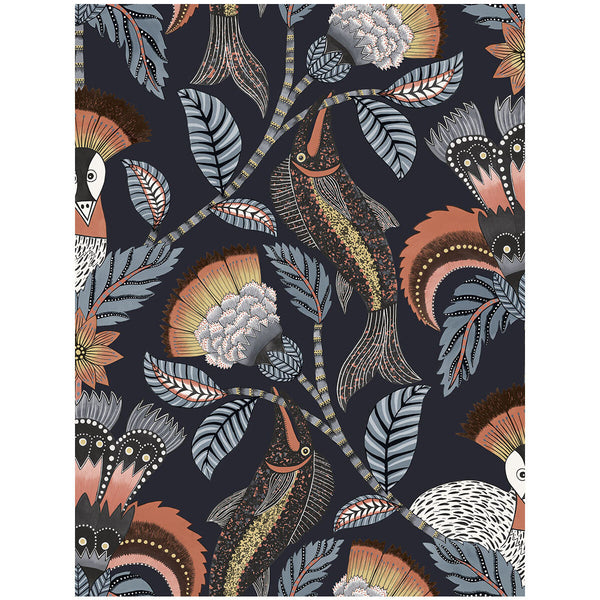 Nene - Terracotta Midnight Multi By Cole & Son | Cole & Son Ardmore-Jabula |Animal/Insects Botanical & Floral Wallcovering Print