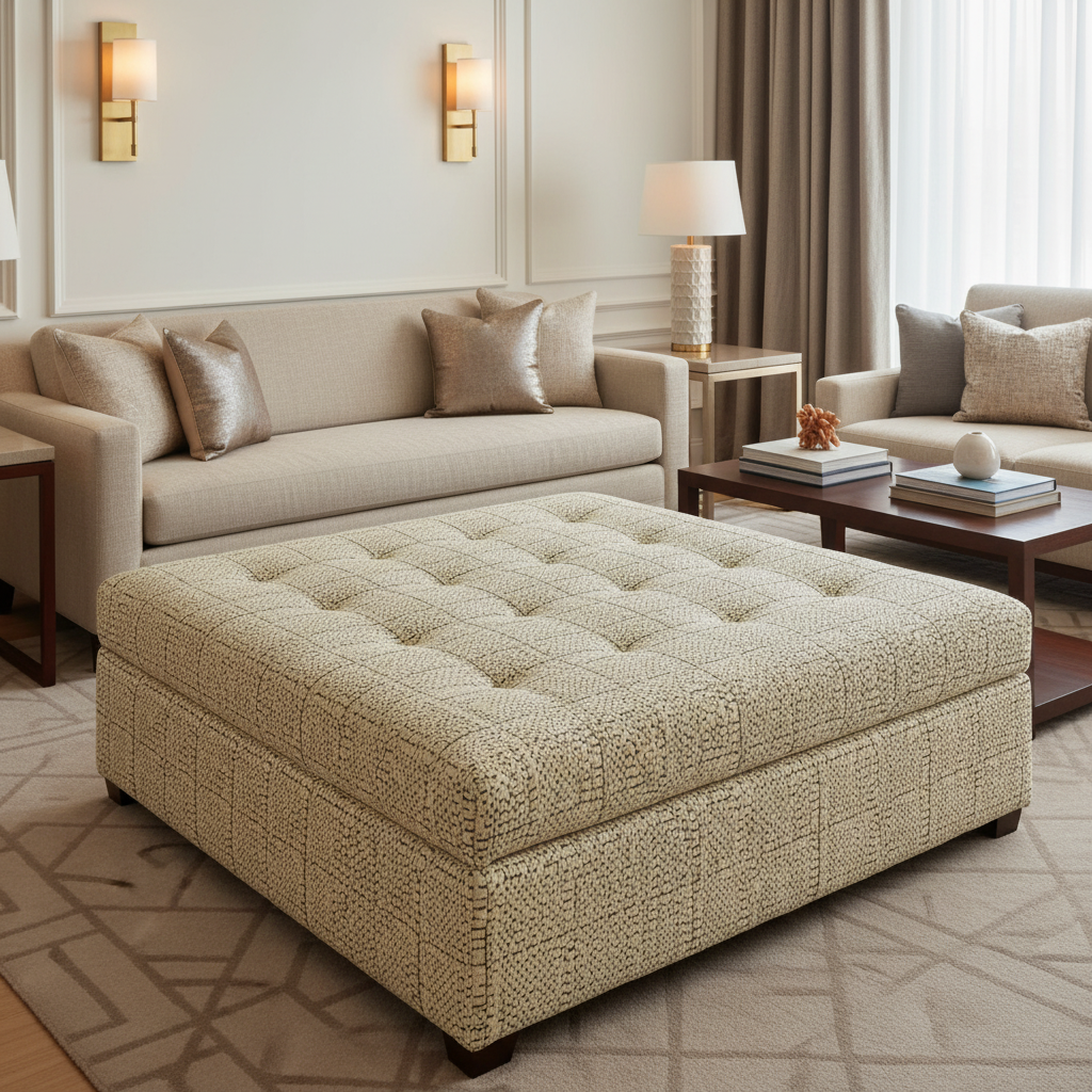 Turks Landing - Cashew Upholstered Ottoman | Architectural Fabrics