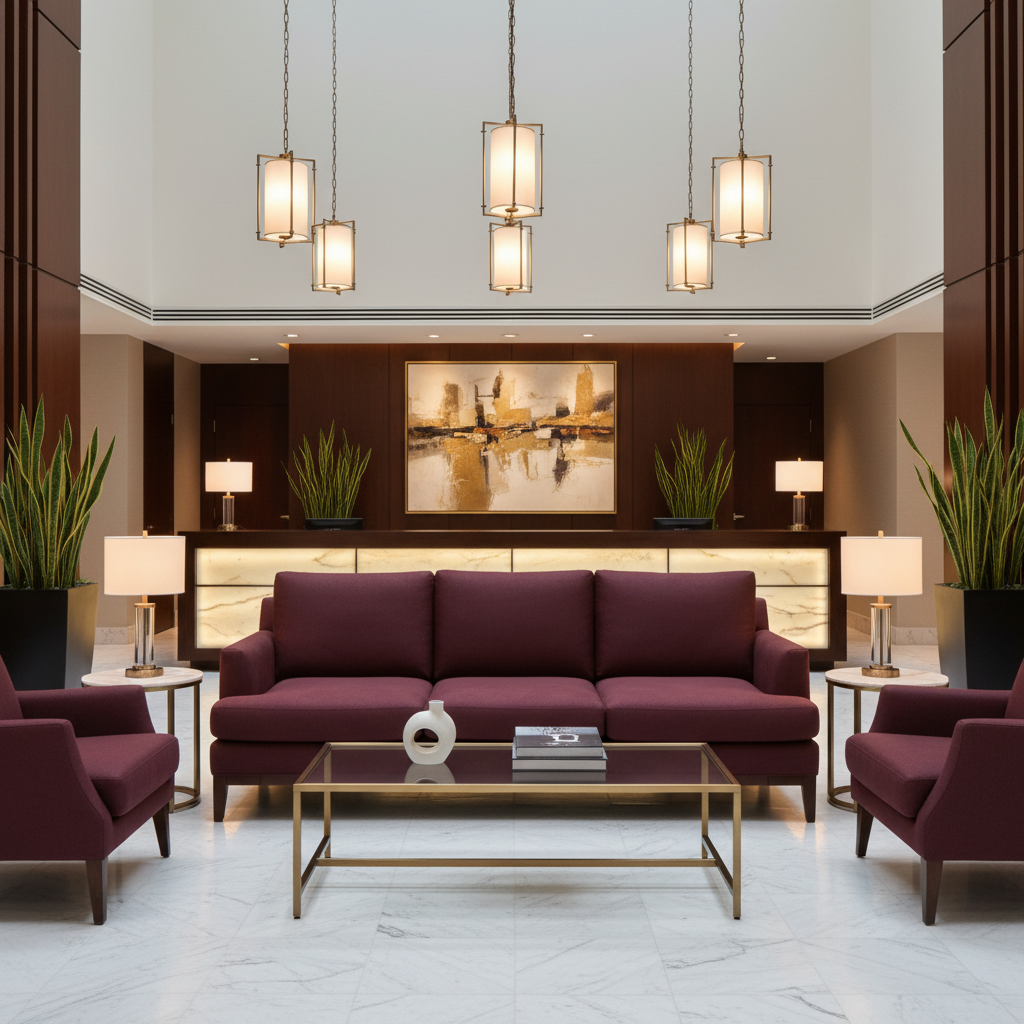 Fine Pebble Grain Deep Wine Upholstered Sofa | Architectural Fabrics
