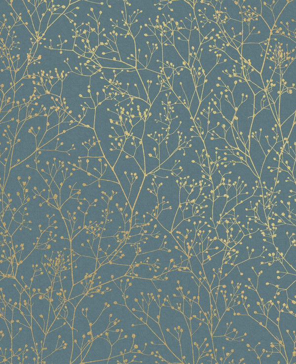 Clarissa Hulse Gypsophila Airforce Blue & Soft Gold Wallcovering | Graham & Brown