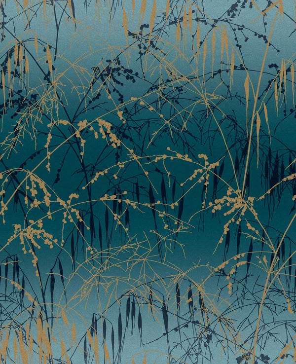 Clarissa Hulse Meadow Grass Teal & Soft Gold Wallcovering | Graham & Brown