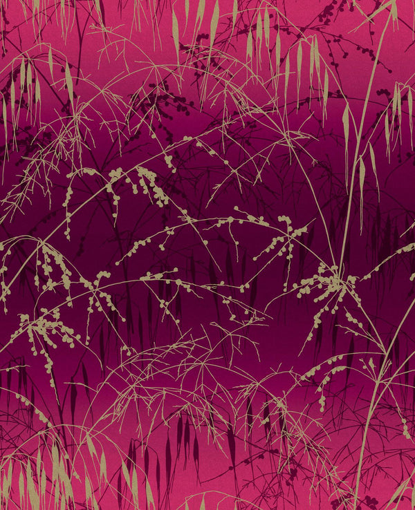 Clarissa Hulse Meadow Grass Damson & Soft Gold Wallcovering | Graham & Brown
