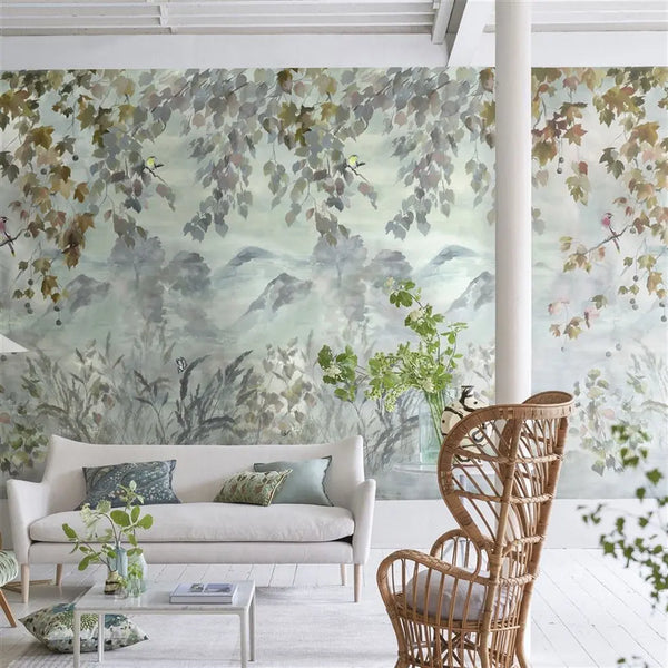 Miyako Autumn Scene 1 Panel 1 Dove | Designers Guild Europe