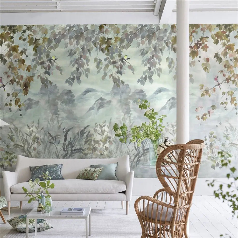 Miyako Autumn Scene 1 Panel 1 Dove | Designers Guild Europe