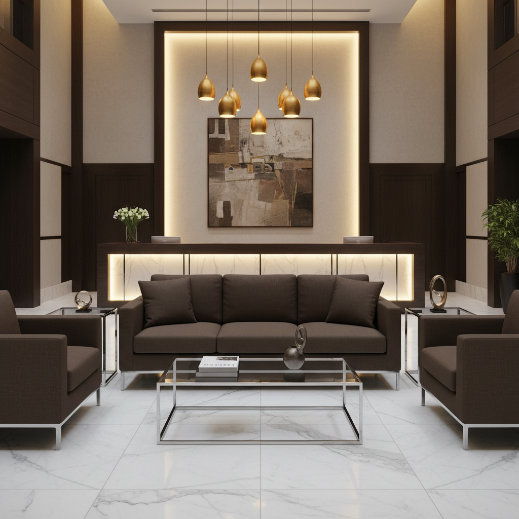 Fine Leather Grain Dark Chocolate Upholstered Sofa | Architectural Fabrics