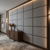 Smooth Solid Surface Soft Gray Upholstered Wall Panel | Architectural Fabrics
