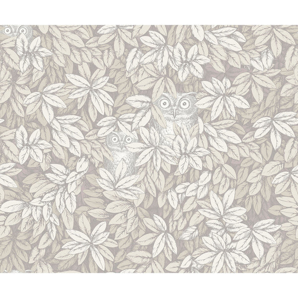 Foglie E Civette - White White By Cole & Son | Cole & Son Fornasetti Senza Tempo Ii |Animal/Insects Botanical & Floral Wallcovering Print