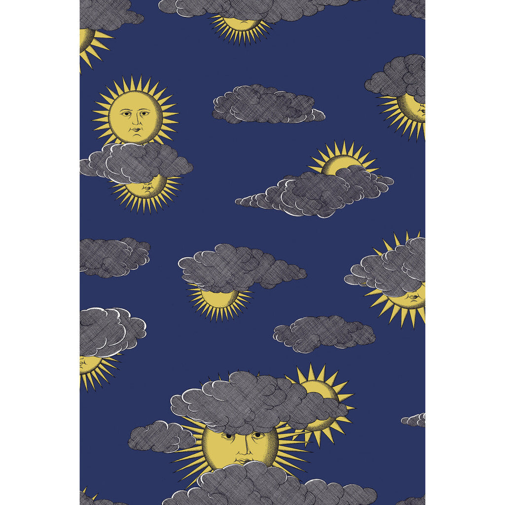 Soli E Nuvole - Yellow Blue Yellow By Cole & Son | Cole & Son Fornasetti Senza Tempo Ii |Metallic Novelty Wallcovering Print