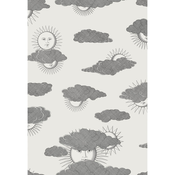 Soli E Nuvole - Black White Black By Cole & Son | Cole & Son Fornasetti Senza Tempo Ii |Metallic Novelty Wallcovering Print