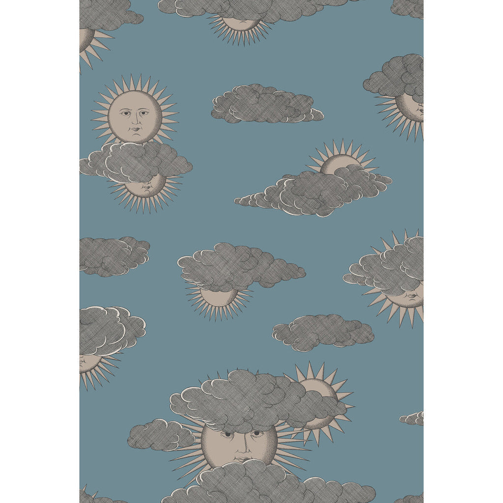 Soli E Nuvole - Teal Teal By Cole & Son | Cole & Son Fornasetti Senza Tempo Ii |Metallic Novelty Wallcovering Print
