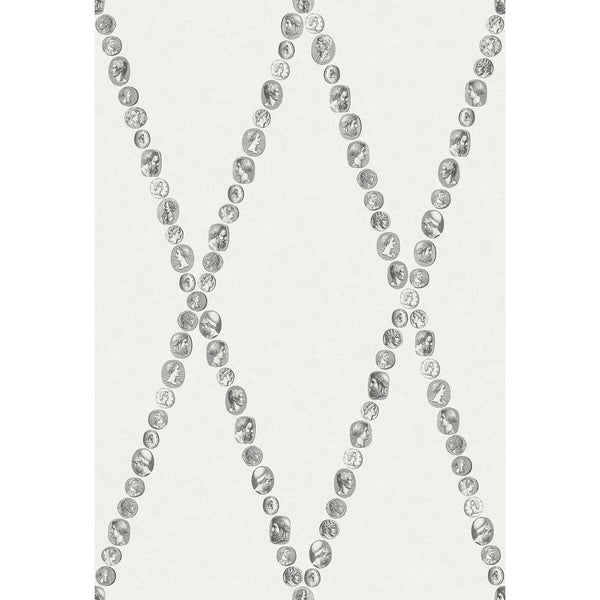 Cammei - Black & White Black By Cole & Son | Cole & Son Fornasetti Senza Tempo Ii |Diamond Novelty Wallcovering Print