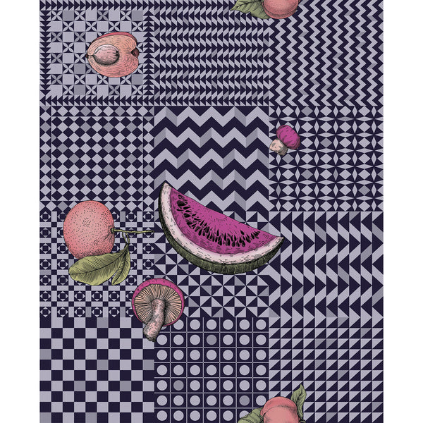 Frutta E Geometrico - Ink Purple By Cole & Son | Cole & Son Fornasetti Senza Tempo Ii |Geometric Novelty Wallcovering Print