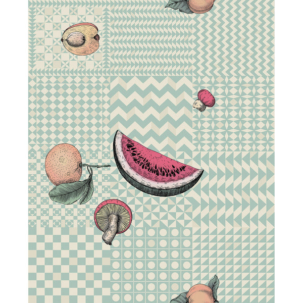 Frutta E Geometrico - Pastel Turquoise By Cole & Son | Cole & Son Fornasetti Senza Tempo Ii |Geometric Novelty Wallcovering Print