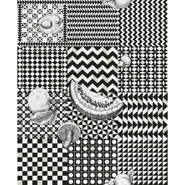 Frutta E Geometrico - Black Black By Cole & Son | Cole & Son Fornasetti Senza Tempo Ii |Geometric Novelty Wallcovering Print
