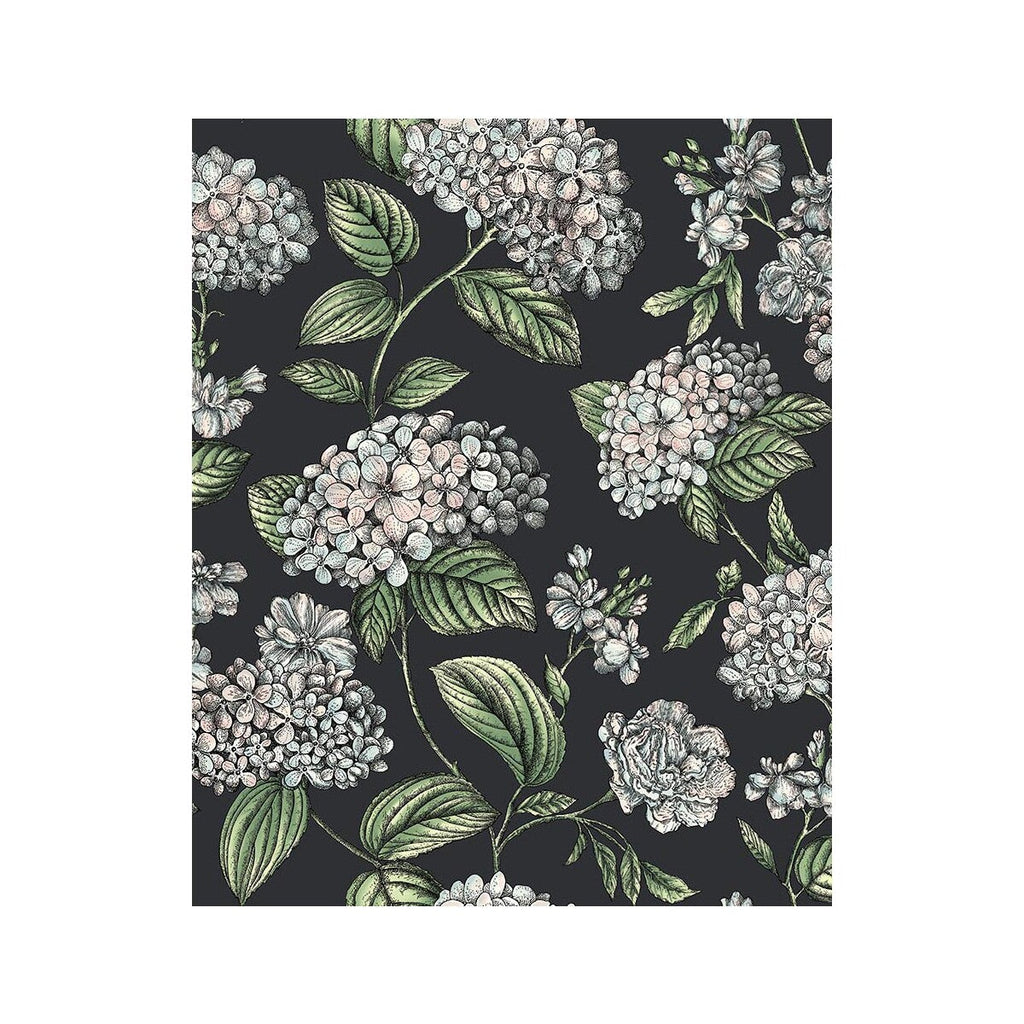 Ramo Di Ortensia - Charcoal Black By Cole & Son | Cole & Son Fornasetti Senza Tempo Ii |Botanical & Floral  Wallcovering Print