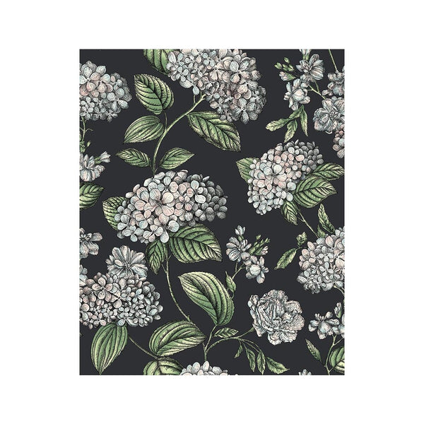Ramo Di Ortensia - Charcoal Black By Cole & Son | Cole & Son Fornasetti Senza Tempo Ii |Botanical & Floral  Wallcovering Print