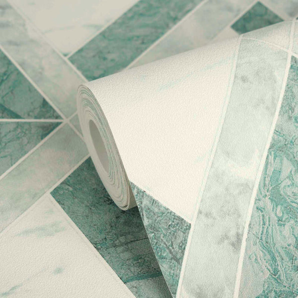 Tarsia Grey Green Versace Home Wallcovering