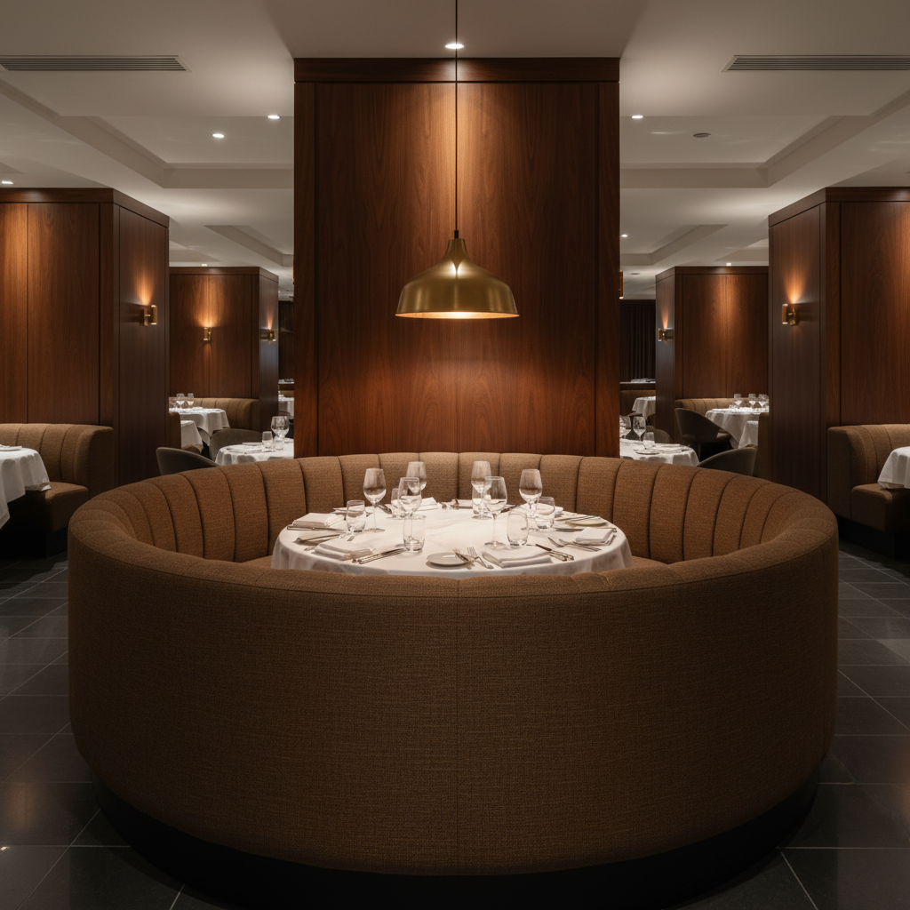 Fine Pebble Grain Dark Chocolate Upholstered Banquette | Architectural Fabrics
