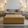 Brushed Linen Weave Golden Wheat Upholstered Ottoman | Architectural Fabrics