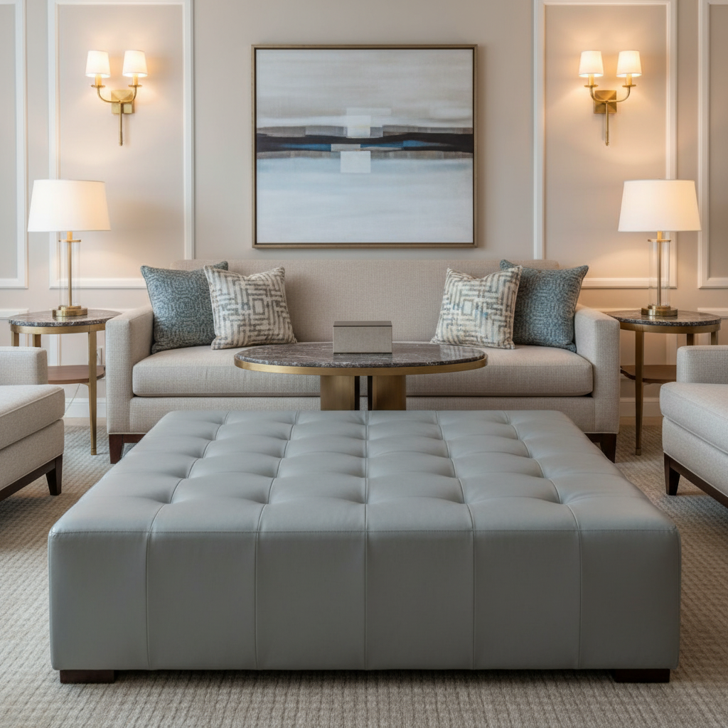 Maho Bay - Moonstone Upholstered Ottoman | Architectural Fabrics
