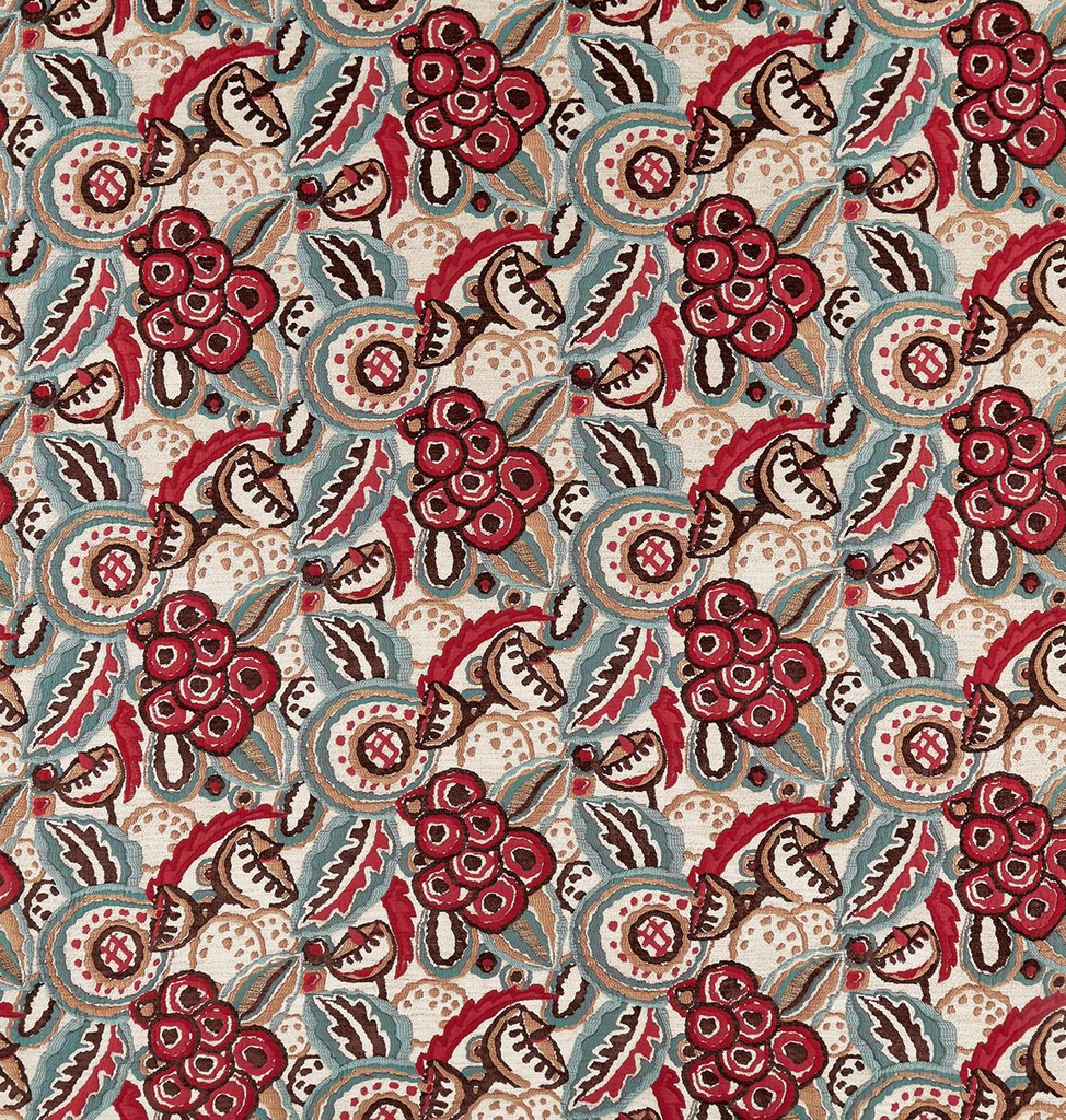 DWCY-900297 Nina Campbell Fabric Ruby Red designer-wallcoverings-los-angeles