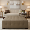 Linen Weave Texture Warm Taupe Upholstered Ottoman | Architectural Fabrics