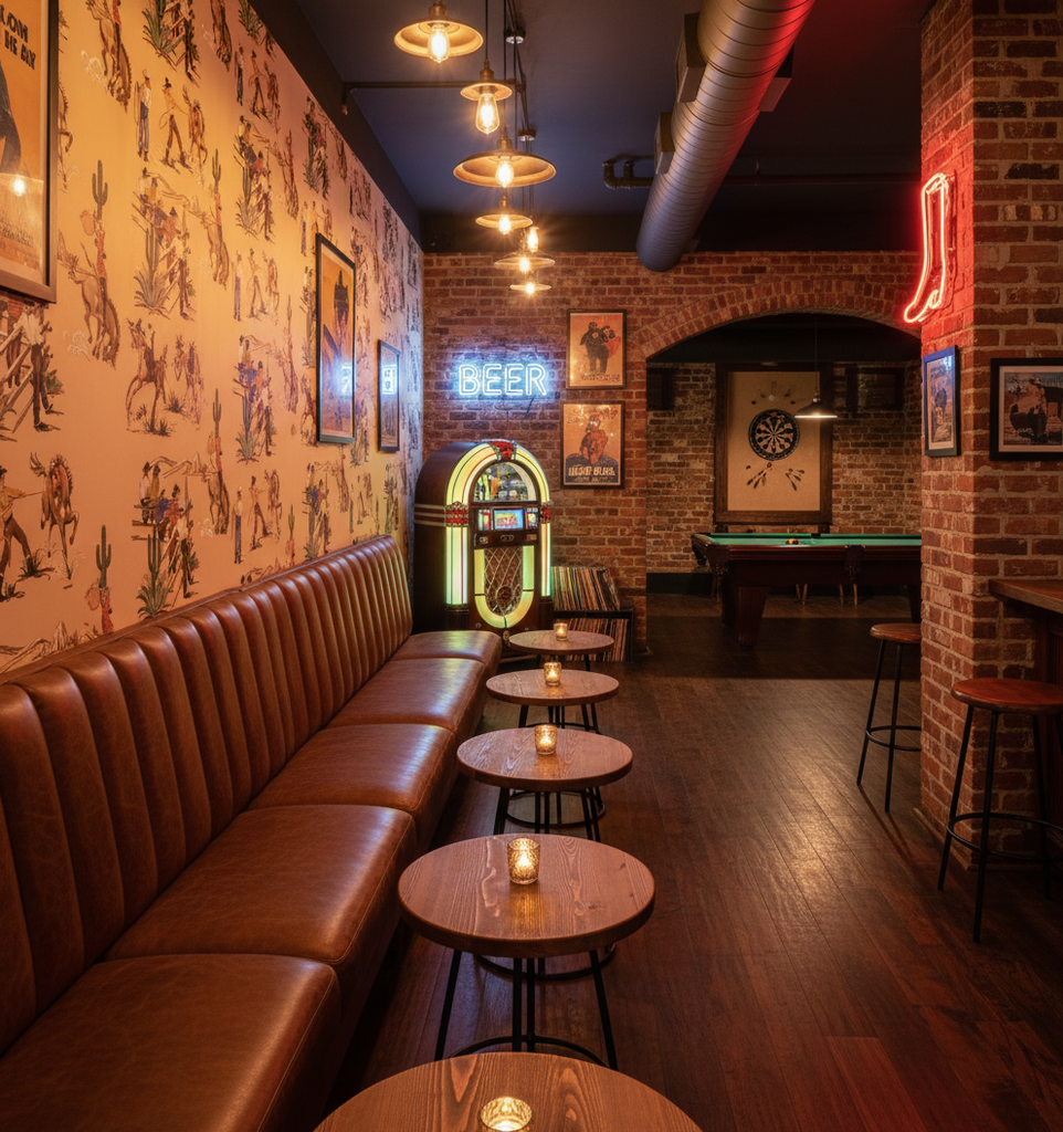 The Original Yeeha 1950's Cowboy Retro | Architectural Wallcoverings - Retro Western Lounge Room Setting