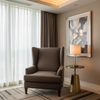 Subtle Linen Weave Dark Chocolate Upholstered Chair | Architectural Fabrics
