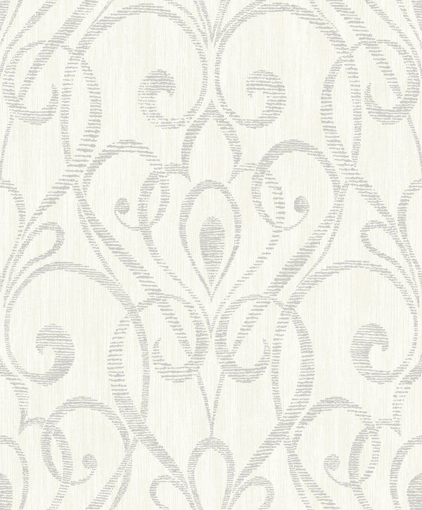 Paisley Damask Contemporary Damask - Light Grey | Architectural Wallcoverings