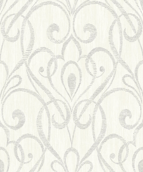 Malibu Paisley Damask Wallpaper - Contemporary Damask - Light Grey | Malibu Wallpaper