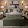 Smooth Pebble Grain Deep Olive Upholstered Ottoman | Architectural Fabrics
