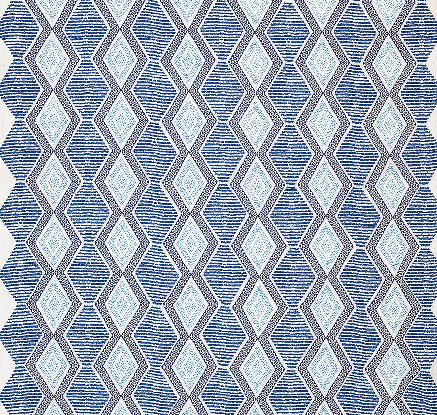 DWCY-900162 Nina Campbell Fabric Indigo Blue designer-wallcoverings-los-angeles