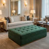Ultrasuede  Pine  Green Upholstered Ottoman | Ultrasuede Upholstery