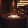 Smooth Velvet Nap Deep Wine Upholstered Banquette | Architectural Fabrics