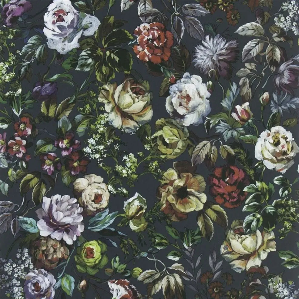 Mansur Small Scale Floral Granite Wallpaper | Designers Guild Europe